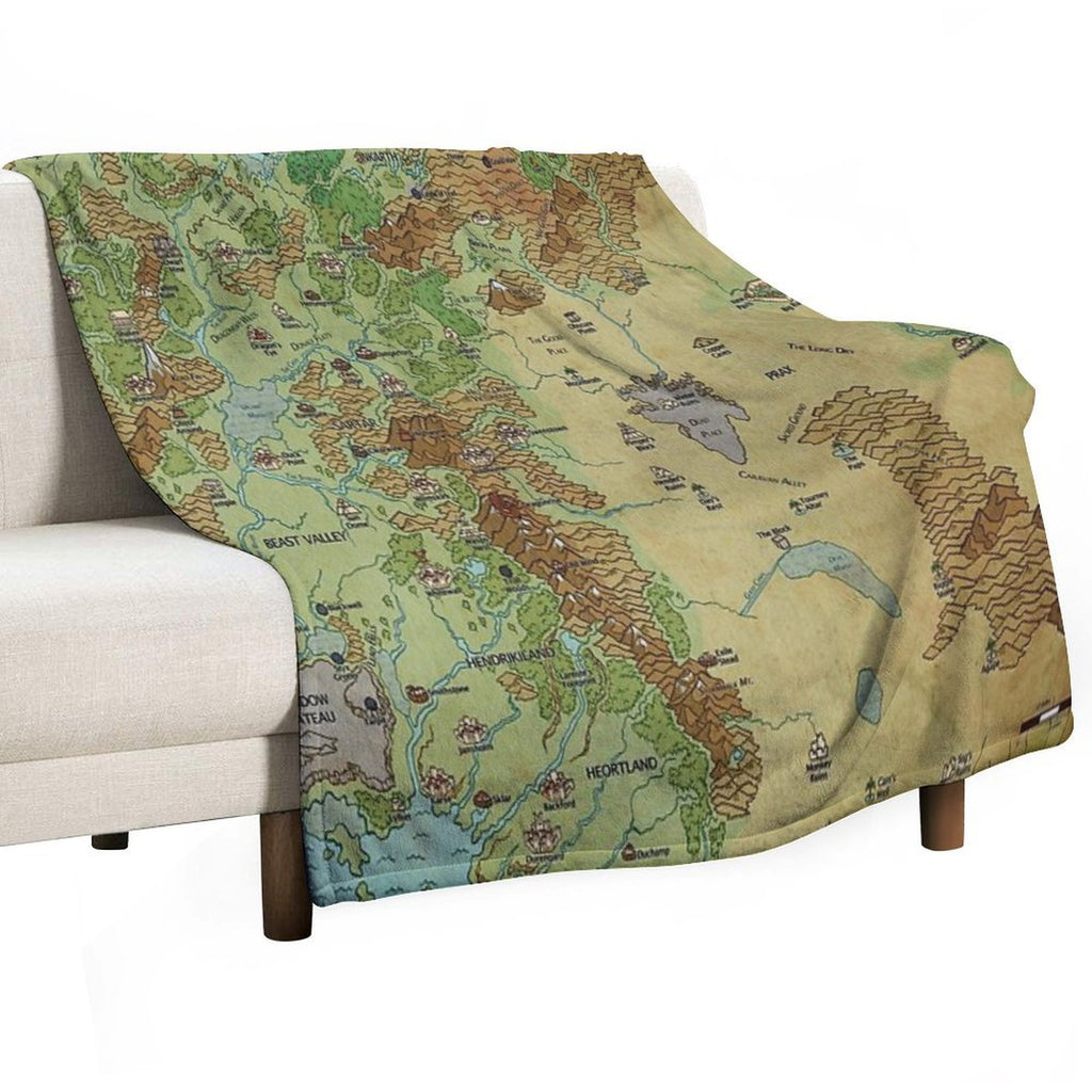 Dragon Pass And Prax Map by Darya Makarava Easy Care Throw Blanket