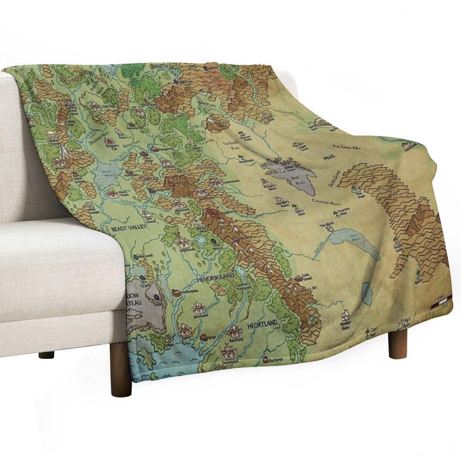 Dragon Pass And Prax Map by Darya Makarava Easy Care Throw Blanket