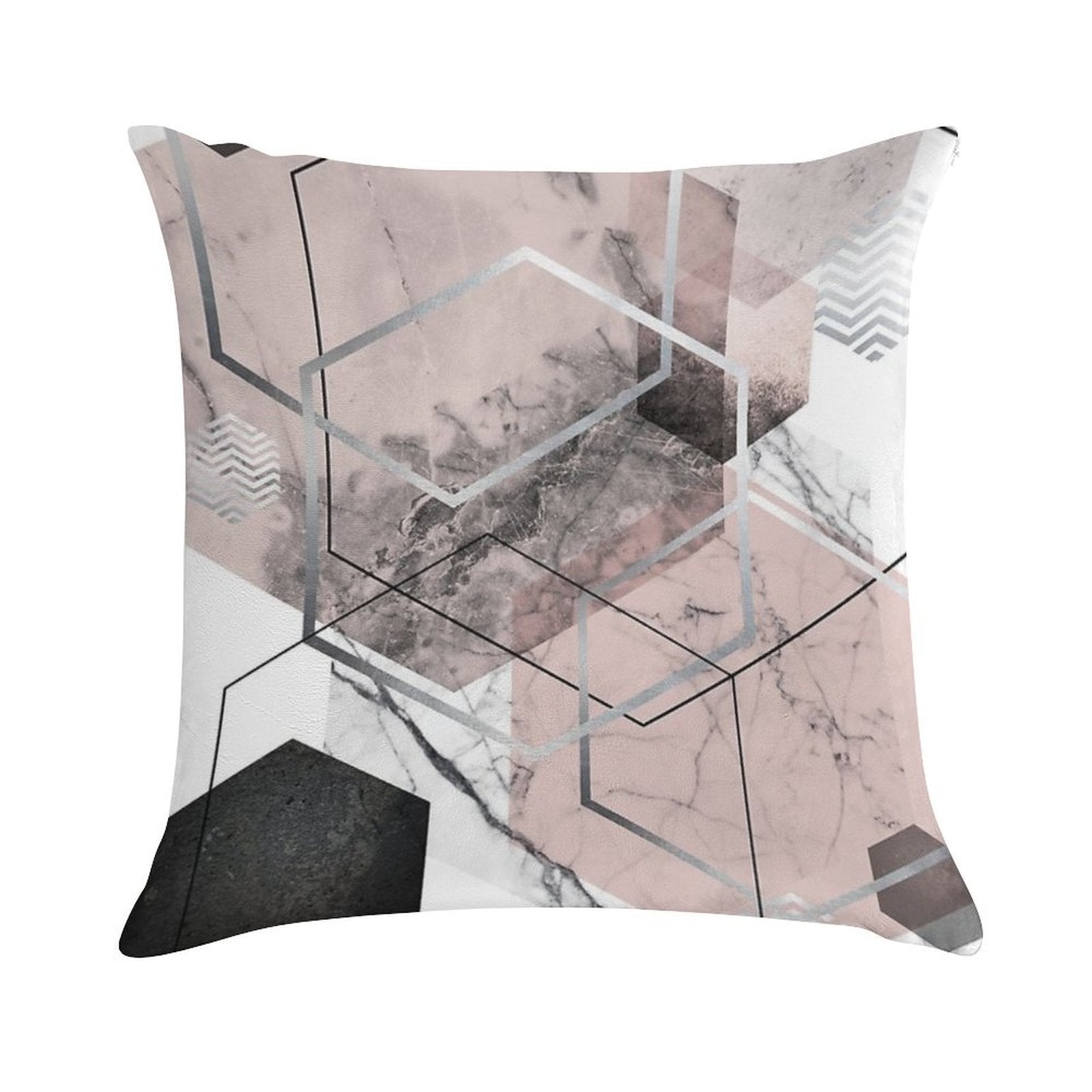 Blush And Grey Geometric Soft Durable Construction Throw Pillow