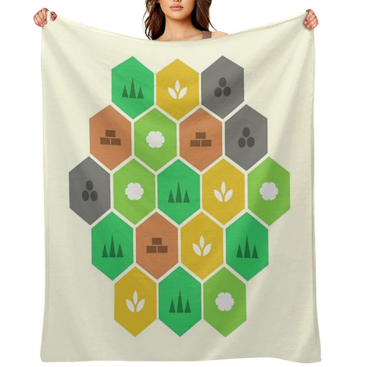 Minimalist Settlers Tile Board Games Easy Care Throw Blanket