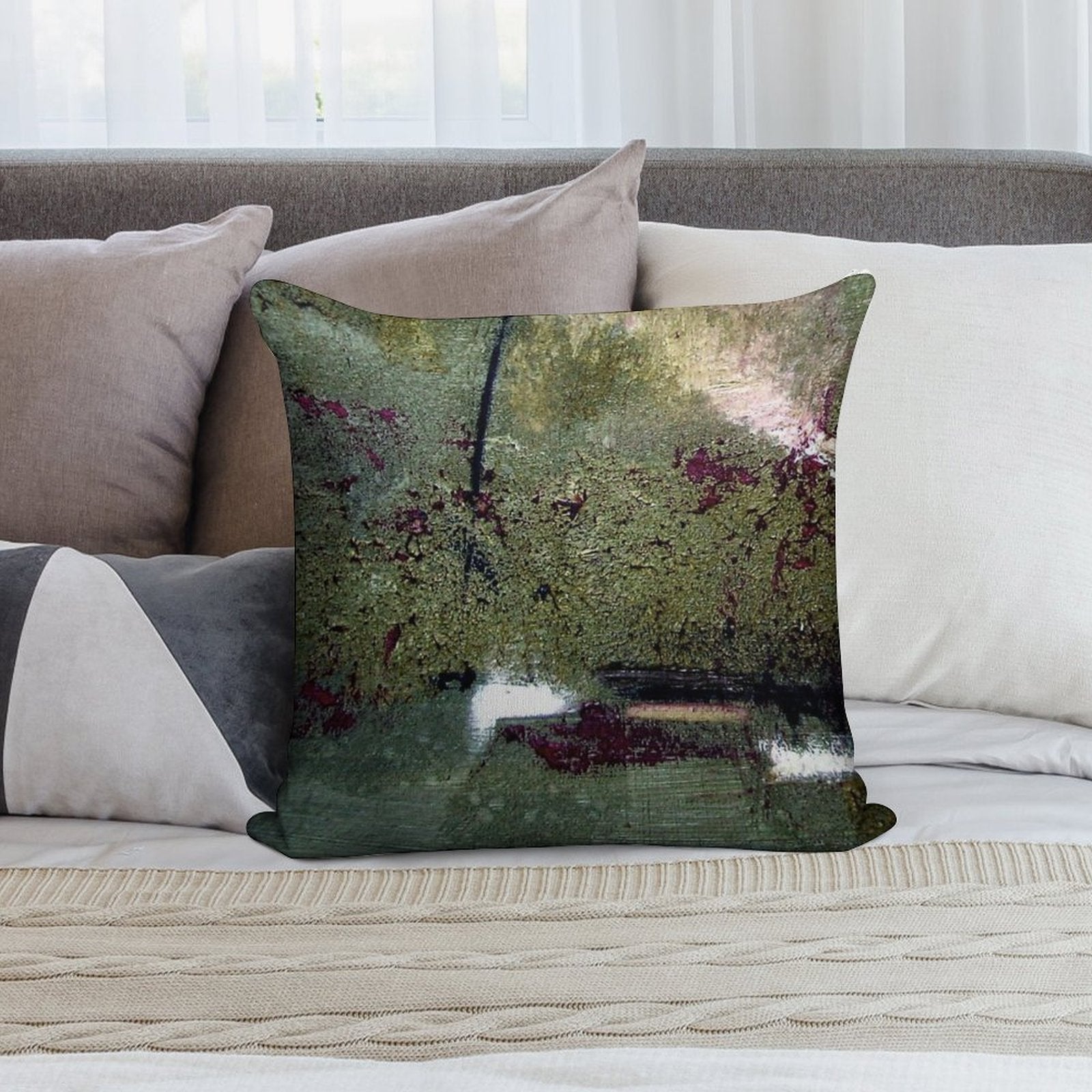 Sage And Plum Textured Abstract Soft Washable Throw Pillow