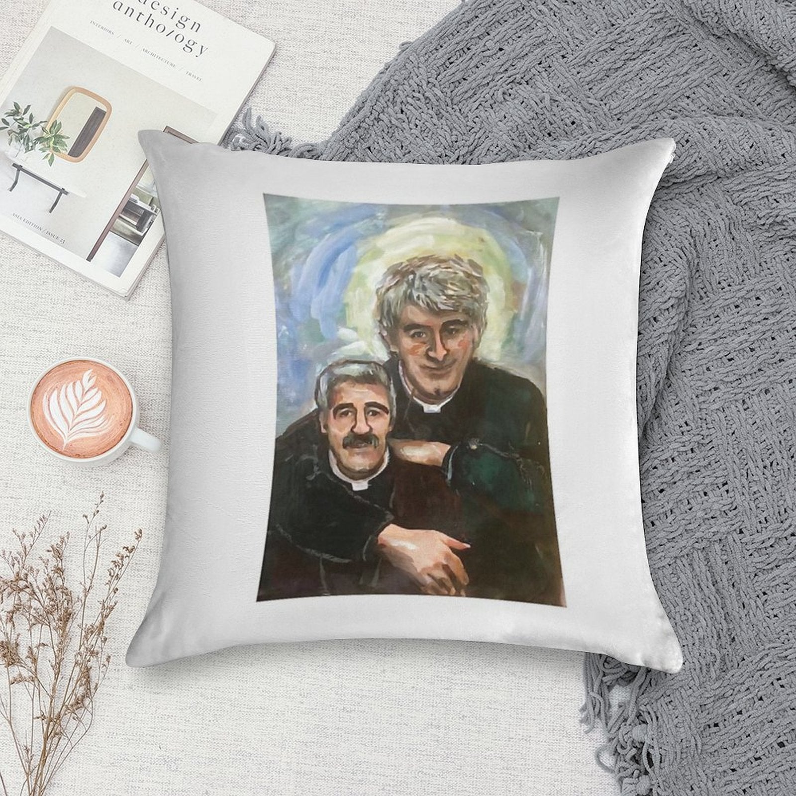 Entertaining Father Stone (Father Ted) Soft Hidden Zipper Throw Pillow