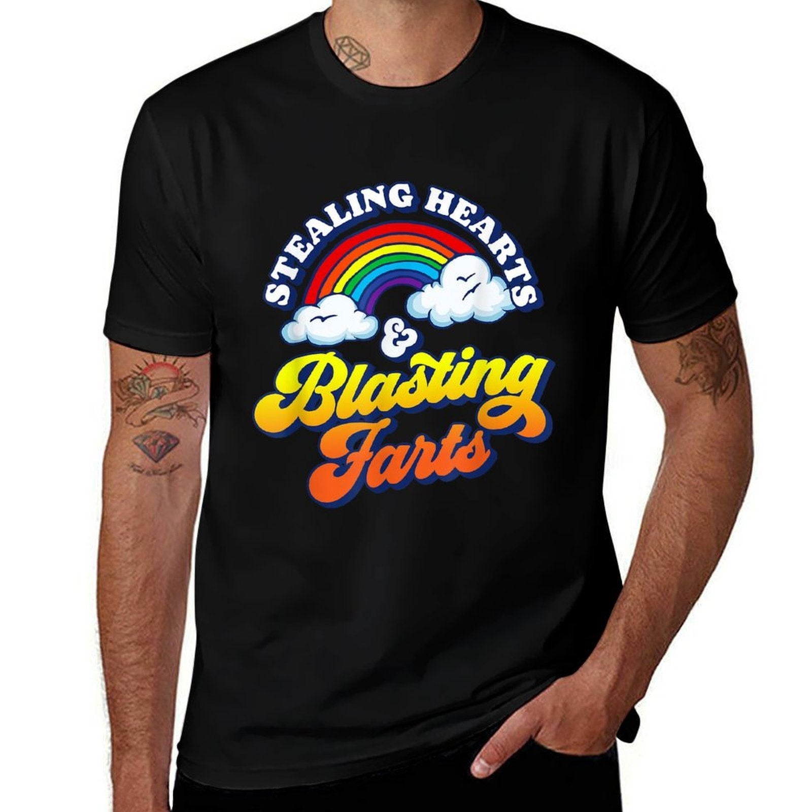 Stealing Hearts  Blasting Farts Funny Rainbow Valentines  Heathered Texture T-Shirt