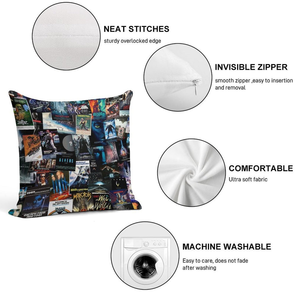 Sci-Fi Movie Posters Soft Luxury Feel Throw Pillow