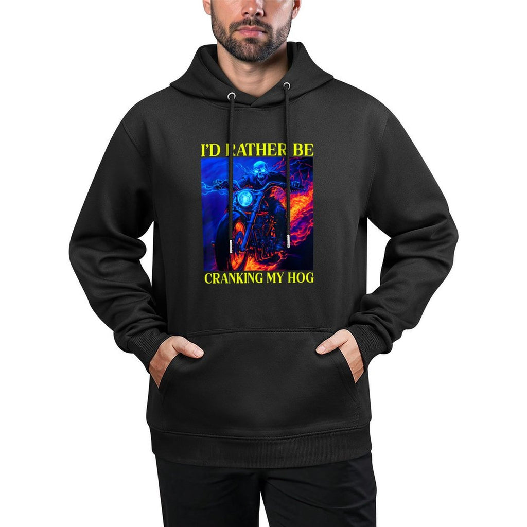 Id Rather Be Cranking My Hog Motorcycle Skeleton Shape Retention Hoodie
