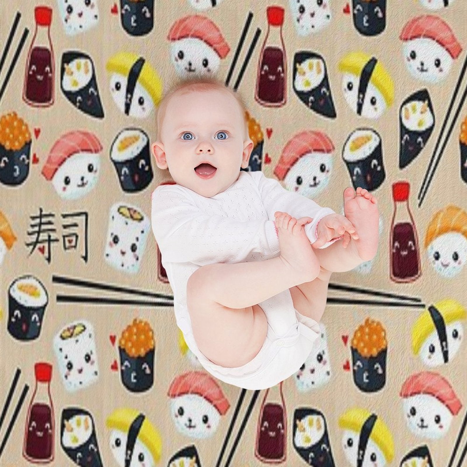 Kawaii Sushi Anti-pilling Throw Blanket