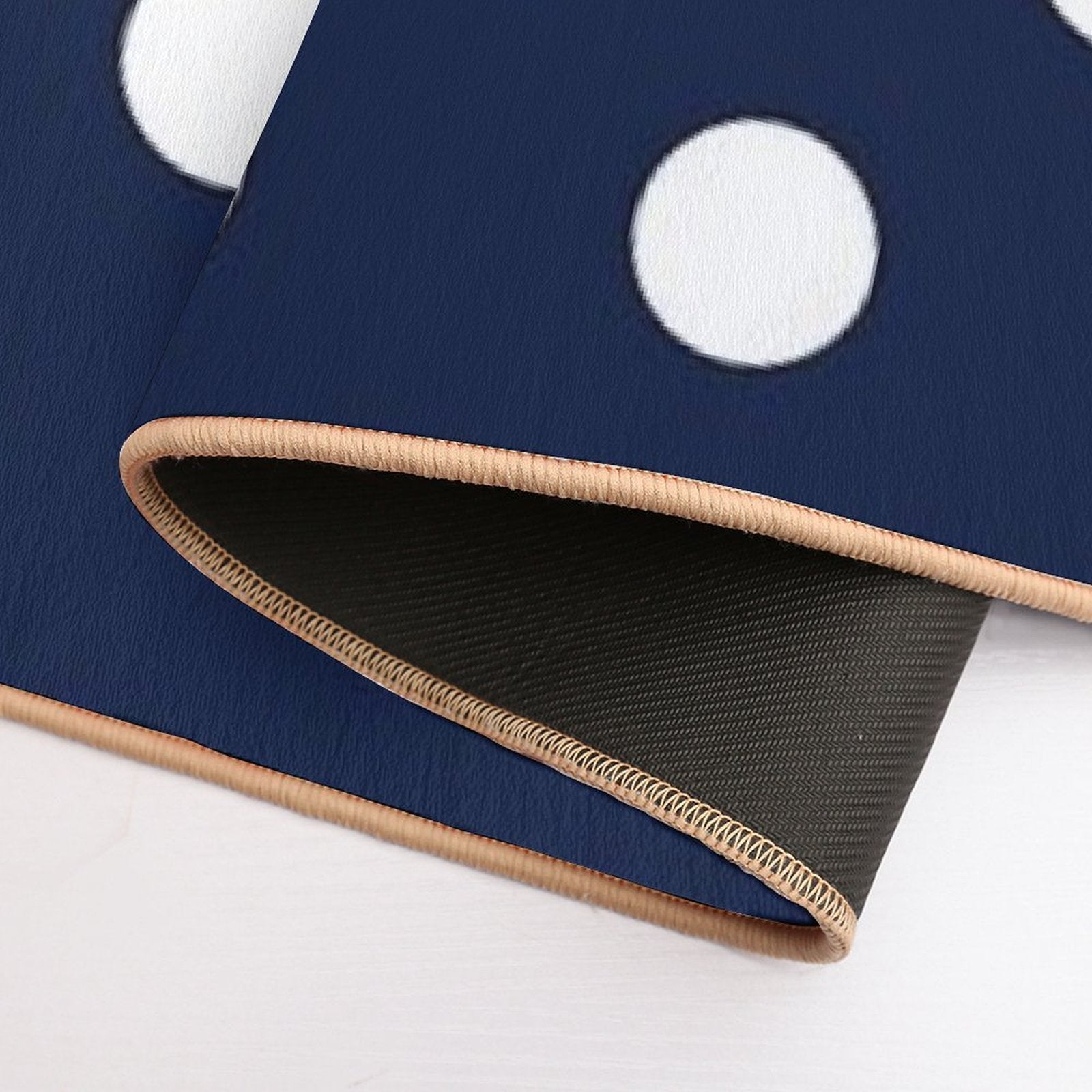 Navy Blue And White Large Polka Dot  Slip-Resistant Bath Mat