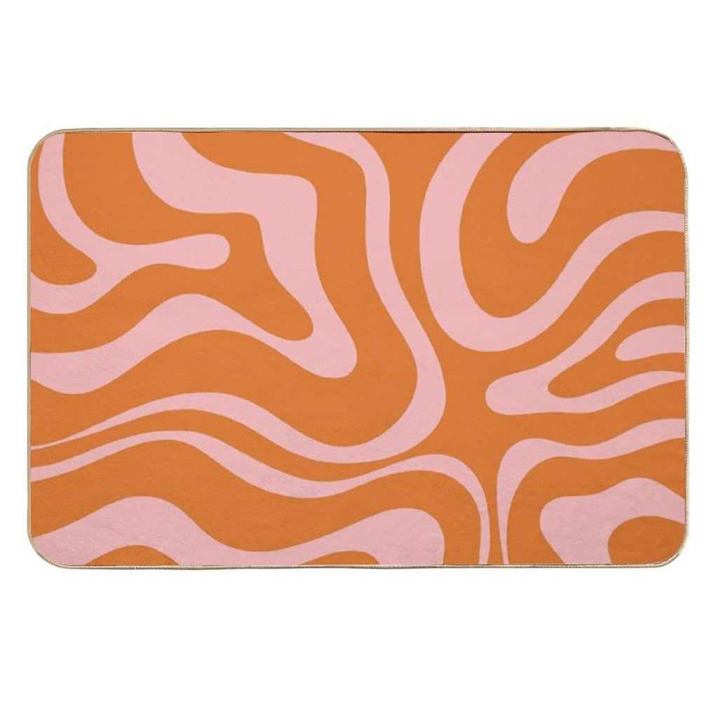 Liquid Candy Retro Abstract Pattern in Pink And Orange  Easy To Clean Bath Mat