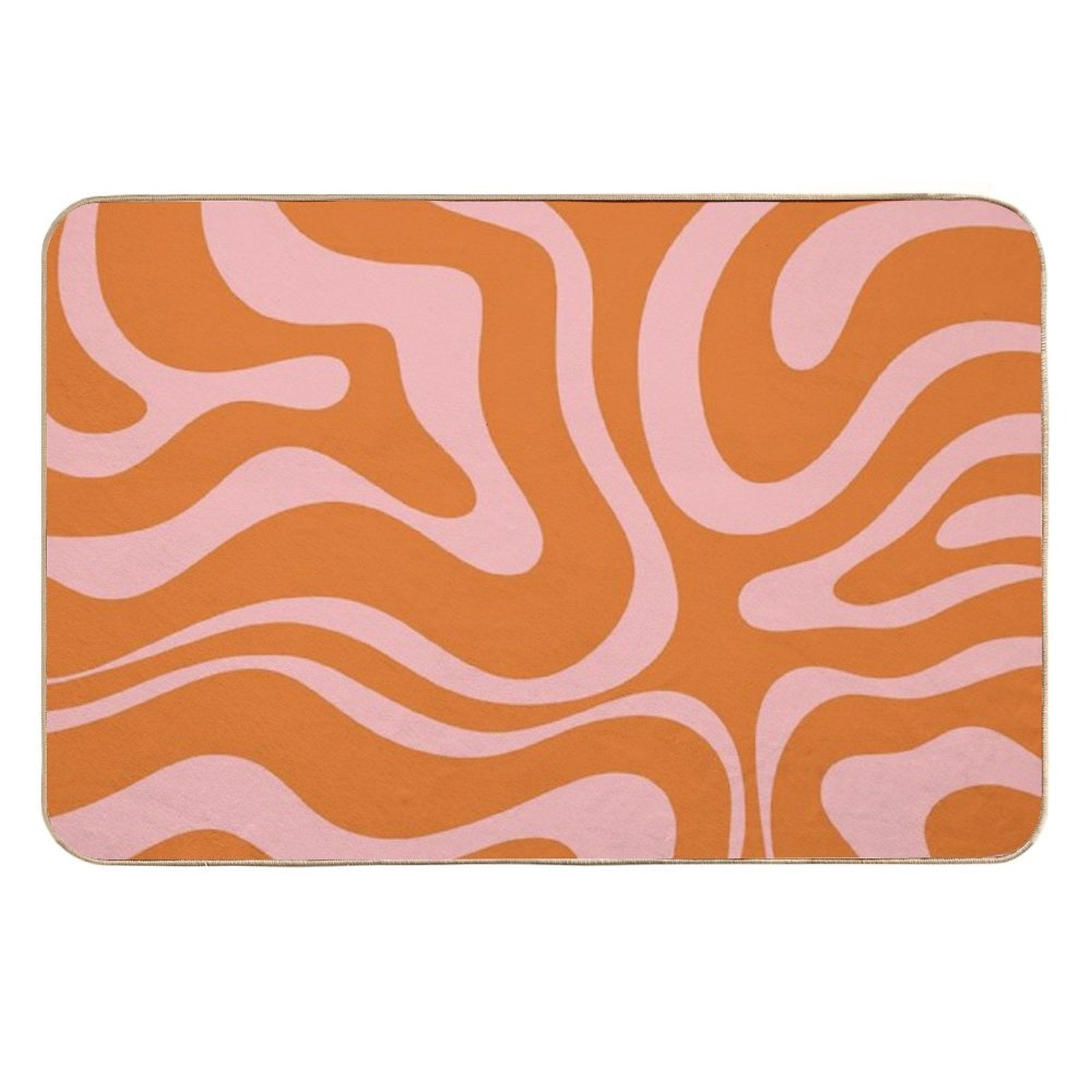 Liquid Candy Retro Abstract Pattern in Pink And Orange  Easy To Clean Bath Mat