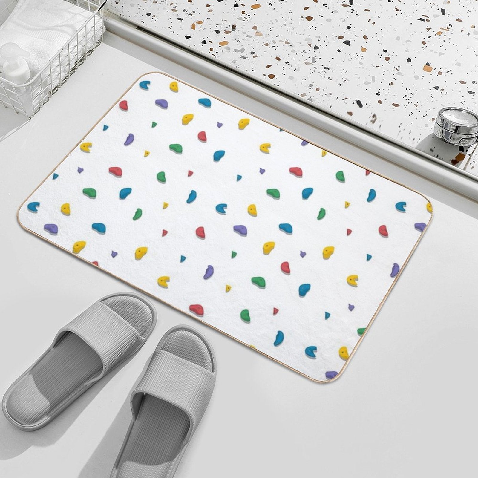Rock Climbing Boulder Hold Pattern  Fade-Resistant Bath Mat