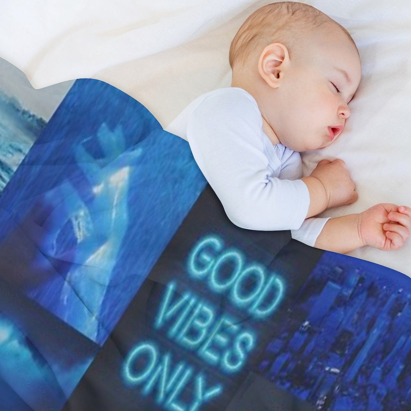 Aesthetic Blue Vibes Tapestry Durable Throw Blanket