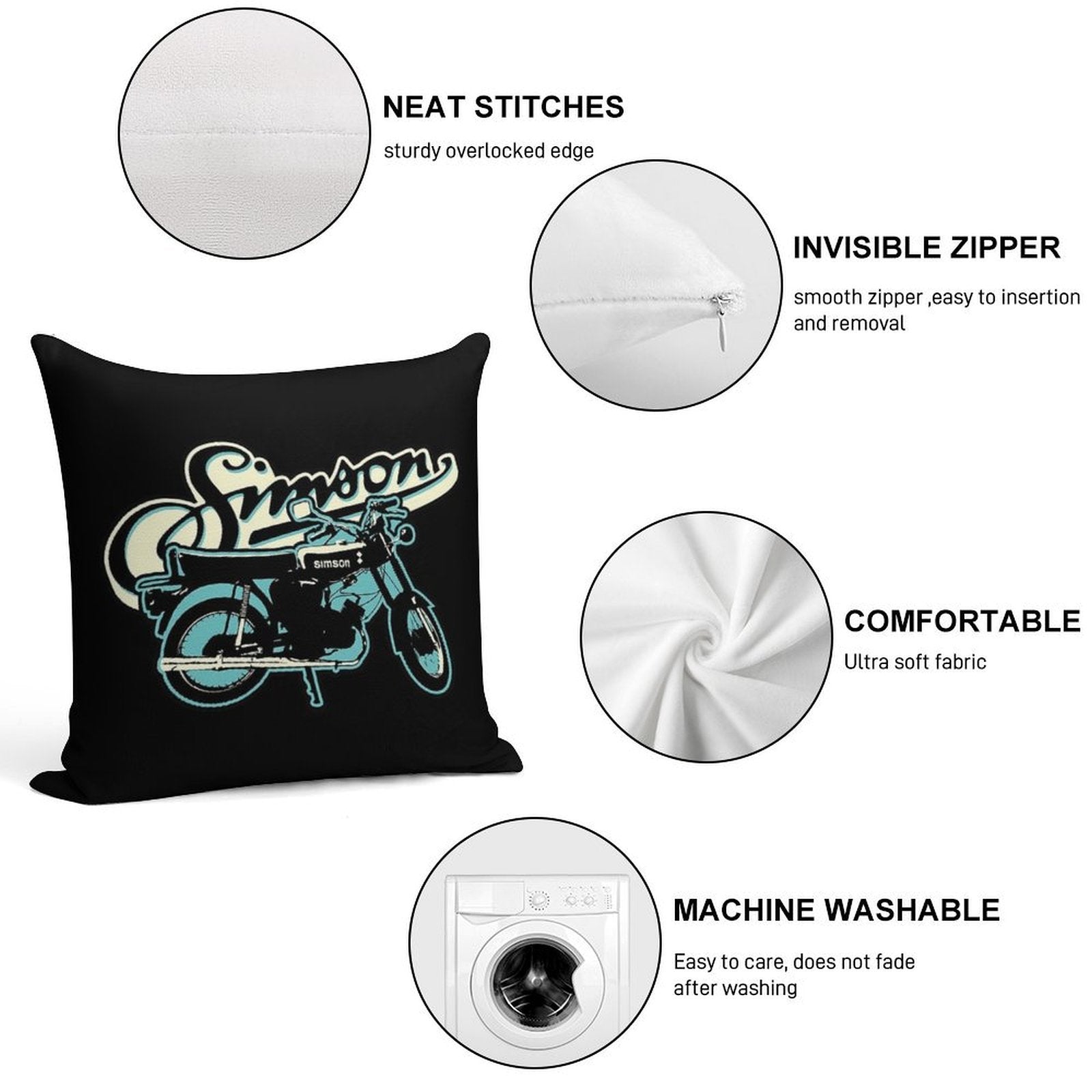 S51 Moped Drivers And GDR Fans. Soft Reinforced Edging Throw Pillow