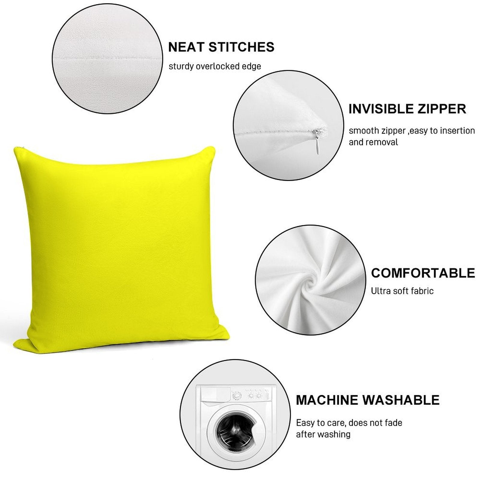 Neon Yellow Soft High-Density Material Throw Pillow
