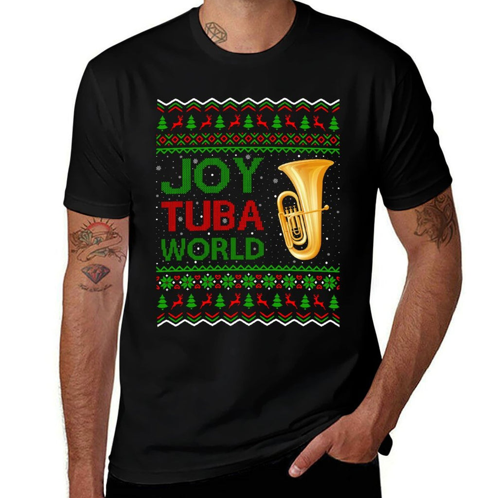 Joy Tuba World Music Lover Xmas Gift Ugly Tuba Christmas Sweatshirt  Relaxed-fit T-Shirt