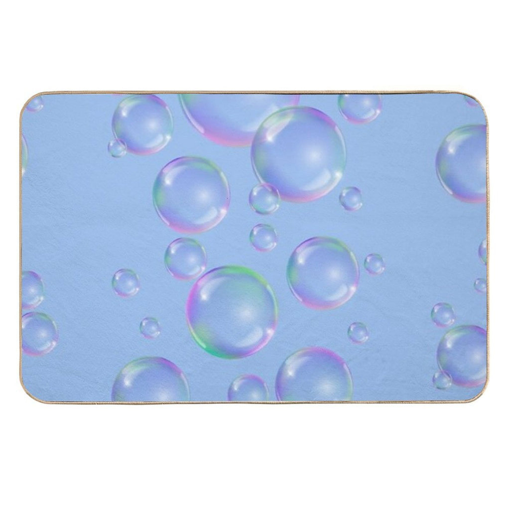 Colorful Bubbles Pattern - Light Blue Background  Odorless Bath Mat