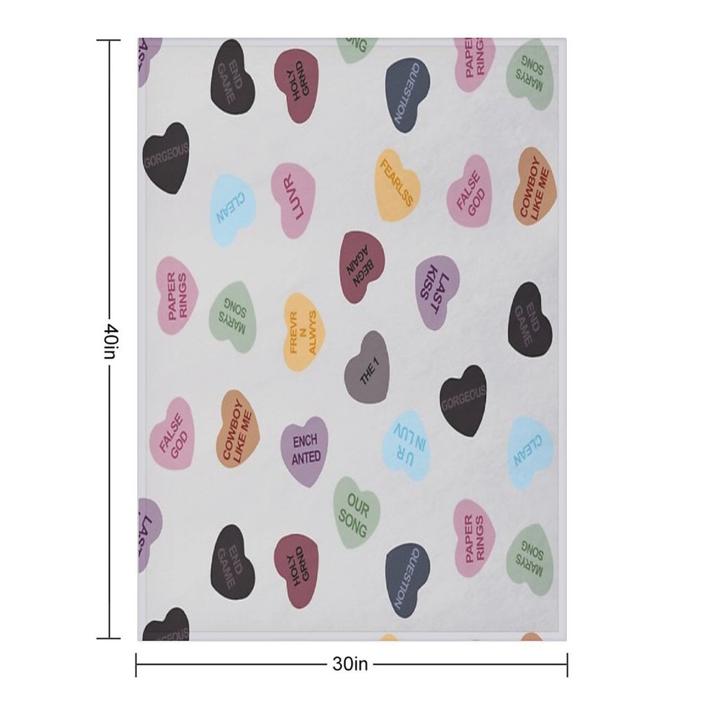 Eras Candy Hearts  Home Decor Merch Fandom Small Support  HECKINFAROUT Easy Care Throw Blanket