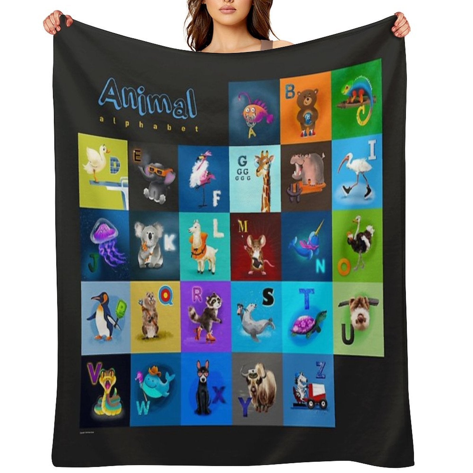 Animal Alphabet Eco-conscious Throw Blanket