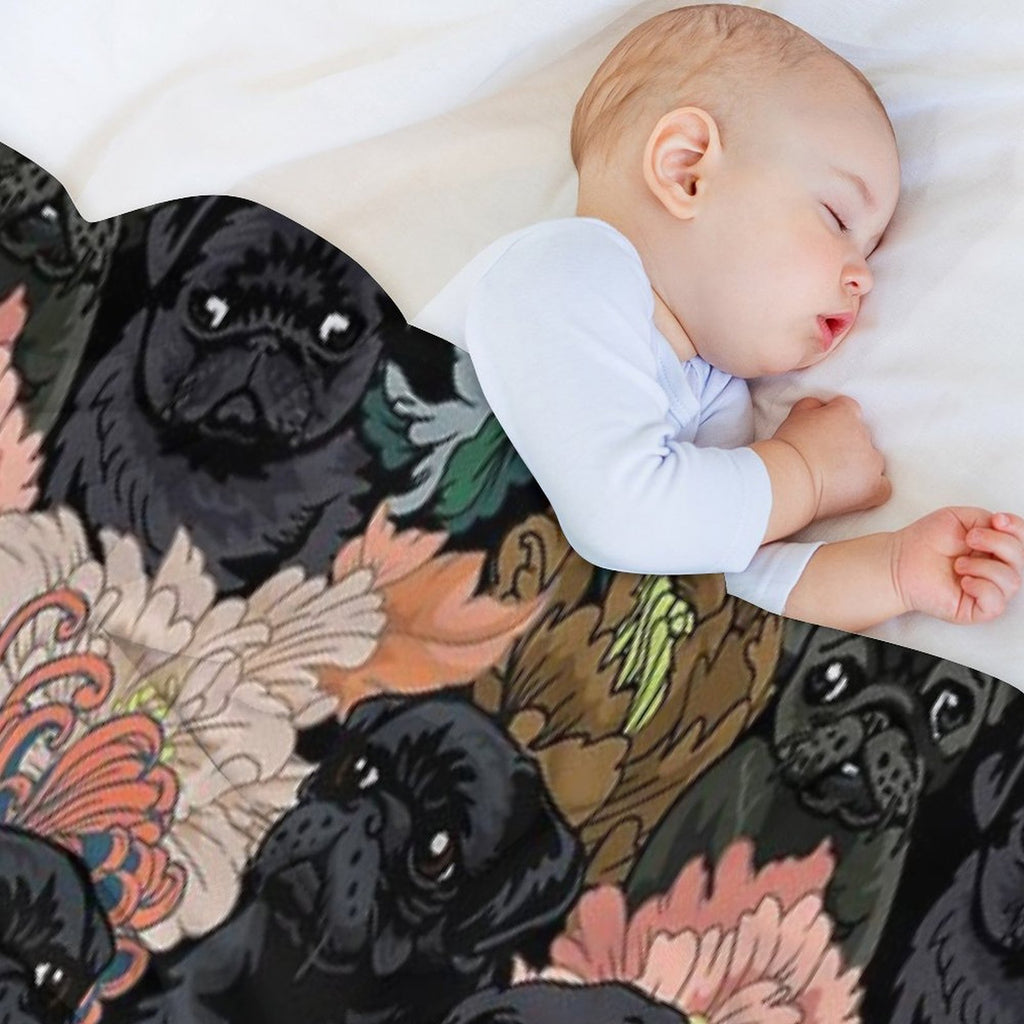 Because Black Pug Sustainable Throw Blanket