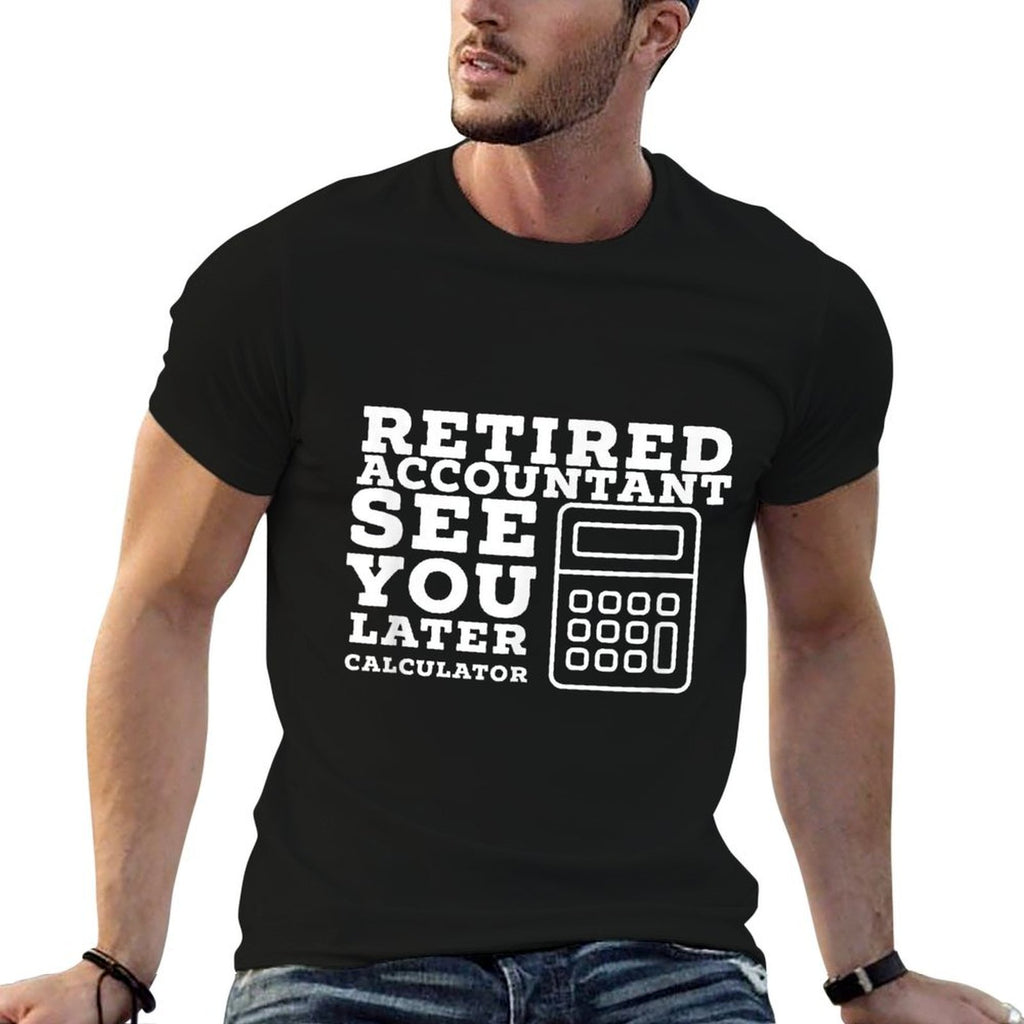 Retired Accountant Gifts Accountant Retirement Gift Funny Retired CPA - Men's Unisex Black Cotton Blend - Small  Ribbed Collar T-Shirt