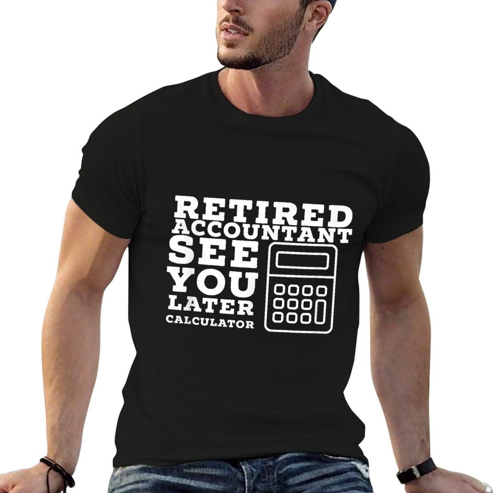Retired Accountant Gifts Accountant Retirement Gift Funny Retired CPA - Men's Unisex Black Cotton Blend - Small  Ribbed Collar T-Shirt