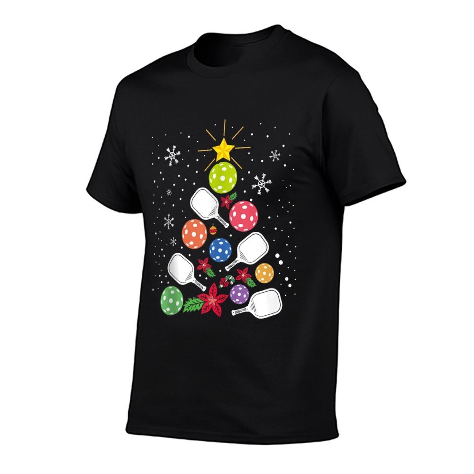 Pickleball Christmas Tree Santa Pickleball X-mas Lights  Soft T-Shirt