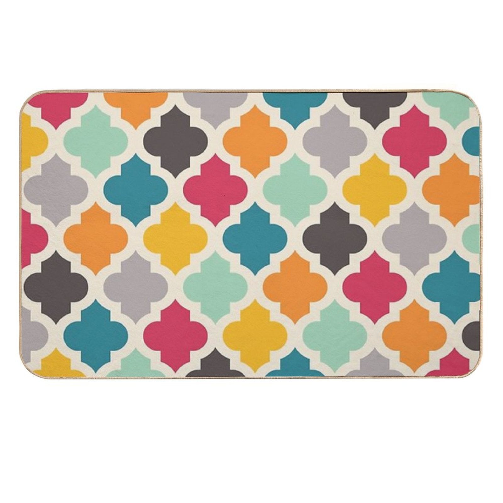 Colorful Moroccan Quatrefoil Lattice Pattern  Toxin-Free Bath Mat