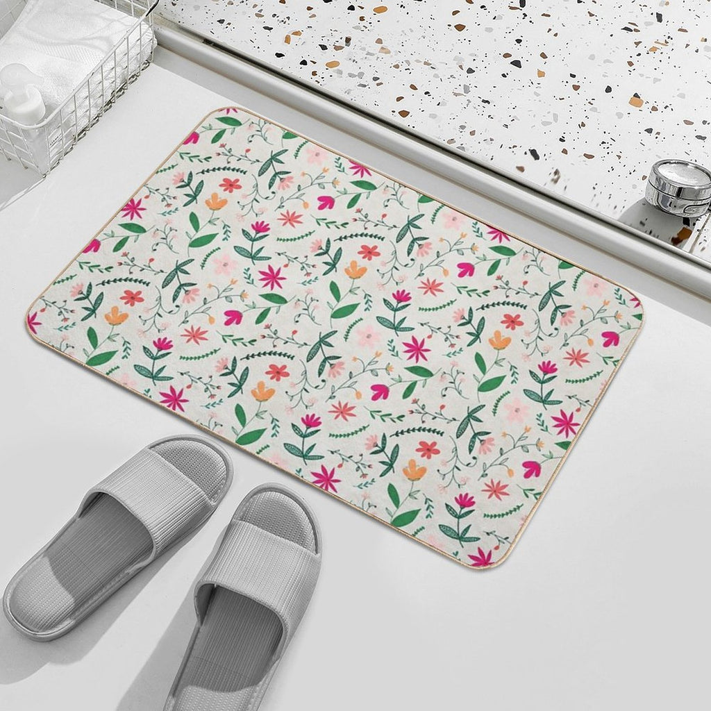 Floral Seamless Pattern  Slip-Resistant Bath Mat