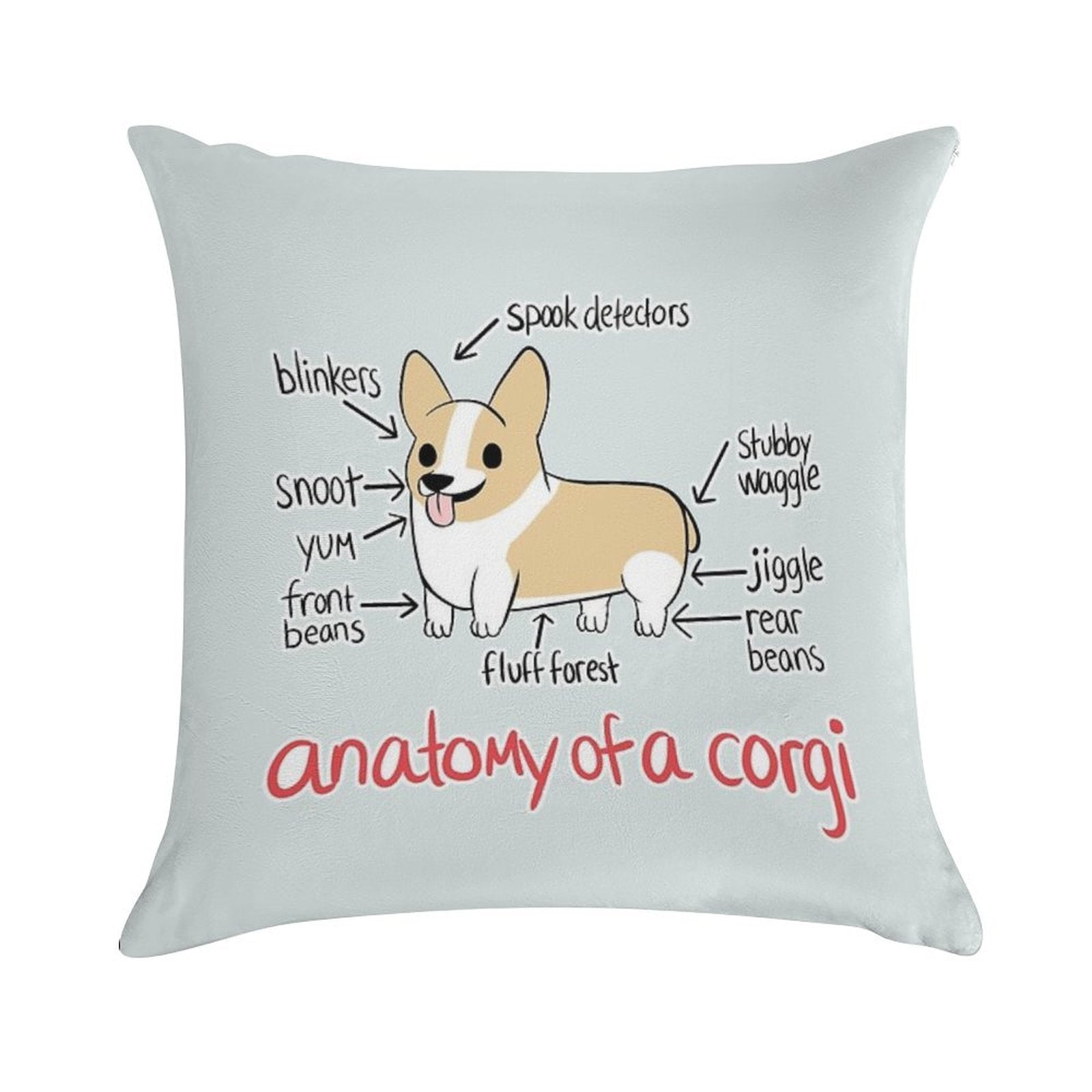 Anatomy of A Corgi Soft Short Plush Fabric Throw Pillow
