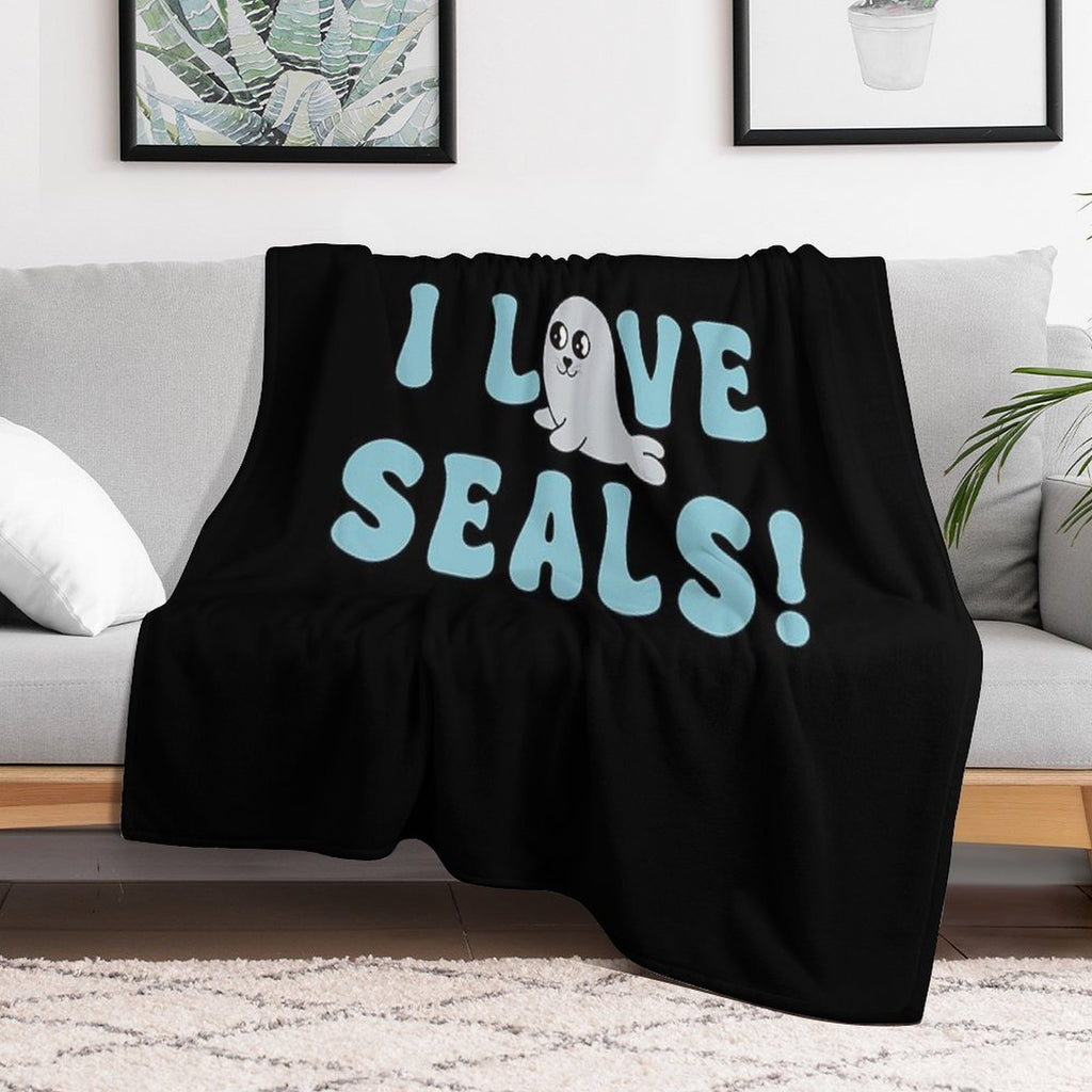 I Love Seals Sticker Artwork Velvety-soft Throw Blanket