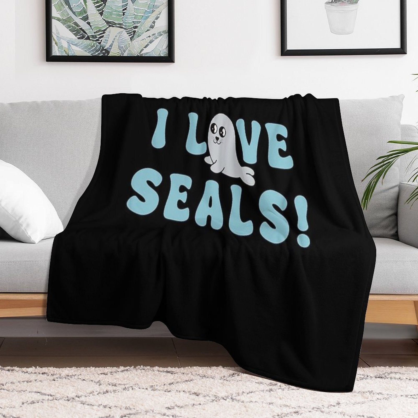 I Love Seals Sticker Artwork Velvety-soft Throw Blanket