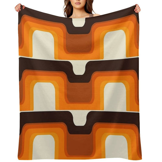 Mid-Century Modern Meets 1970s Orange Velvety-soft Throw Blanket