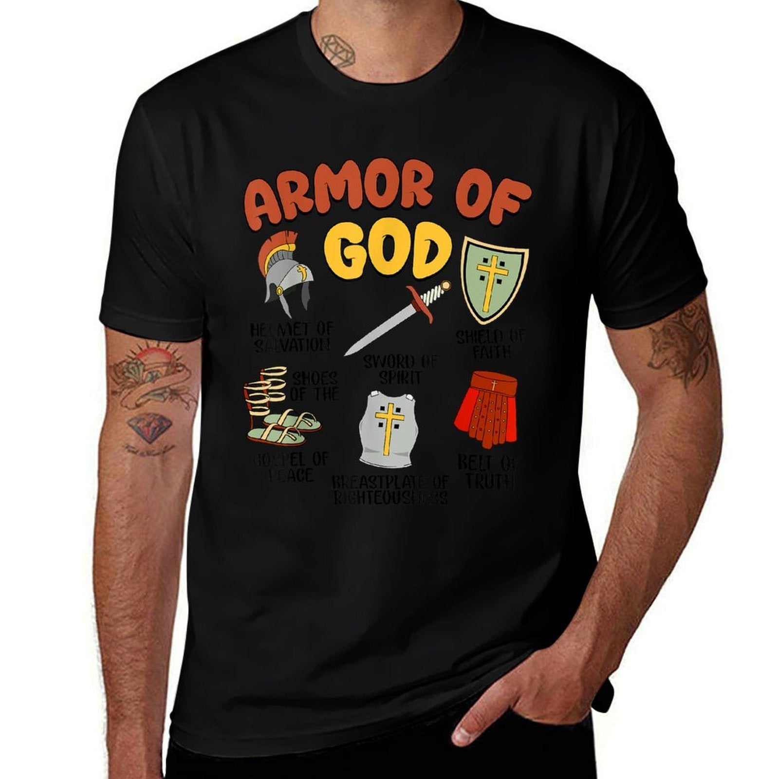 Christian Armor of God Jesus Kids Boys  Rolled Sleeves T-Shirt