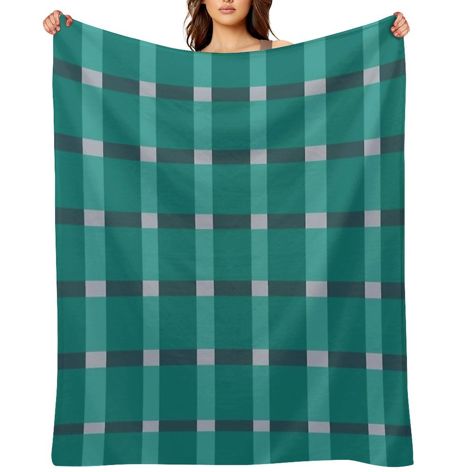 Plaid Design of Dark Green Hues Eco-conscious Throw Blanket