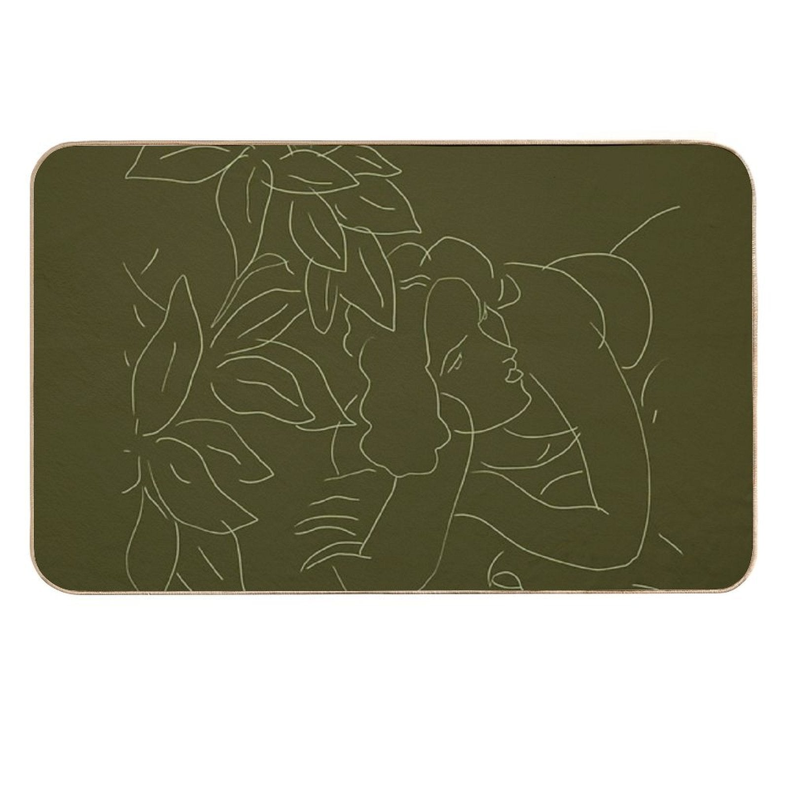 Matisse Line Art #5 Green  Anti-Trip Bath Mat