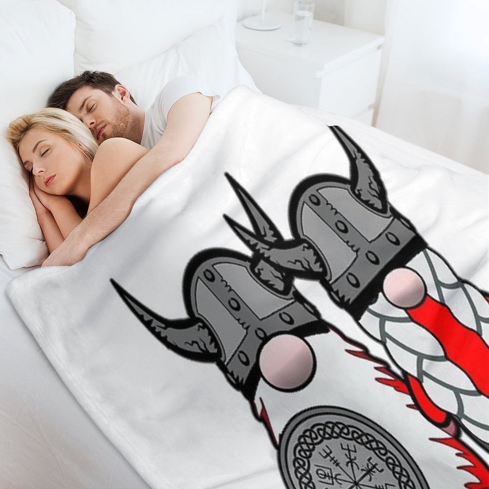 Cute Nordic Gnomes Viking Tomte Couple Scandinavian Nisse Wrinkle-free Throw Blanket