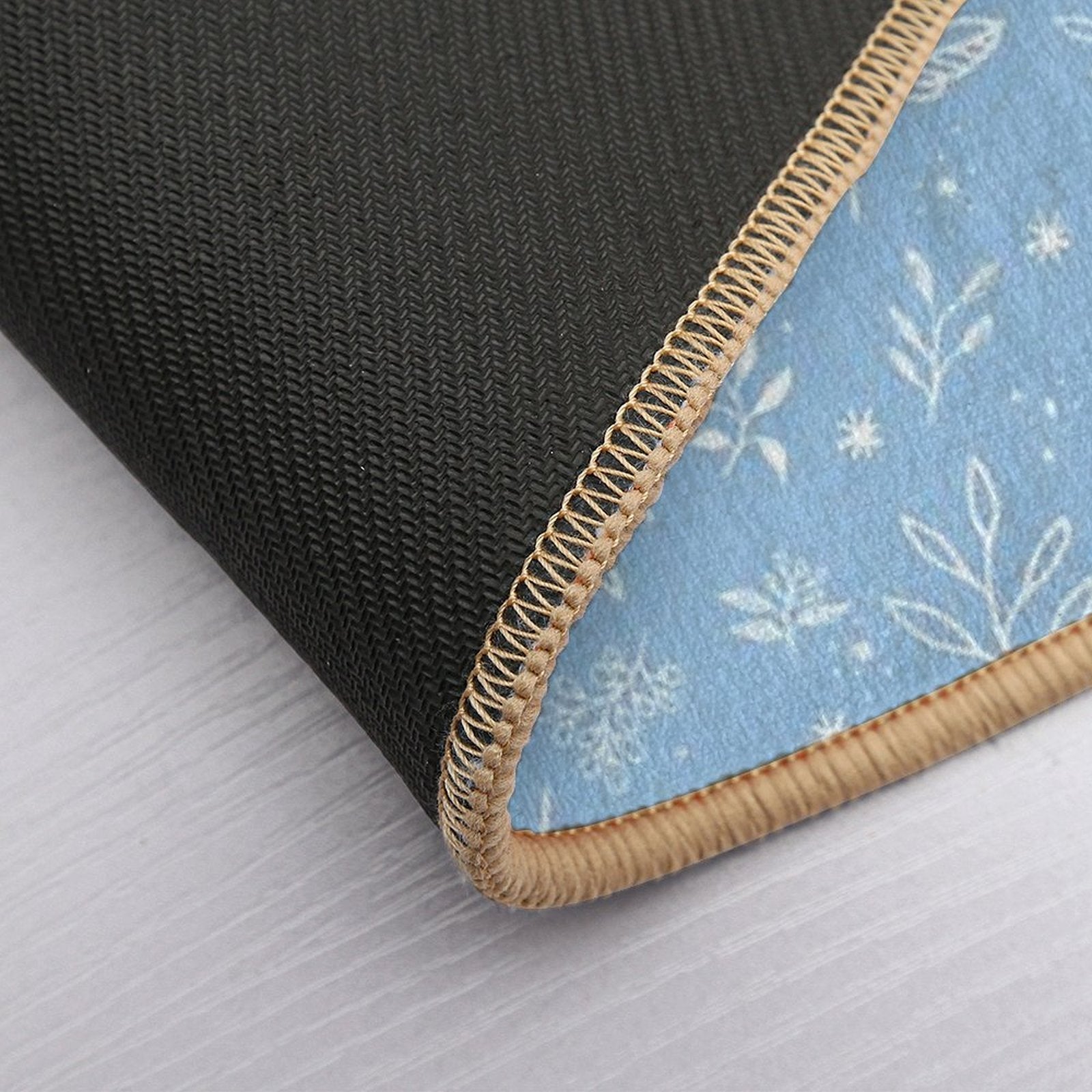 Pastel Blue Florals Hand Drawn Pattern  Long-Lasting Bath Mat
