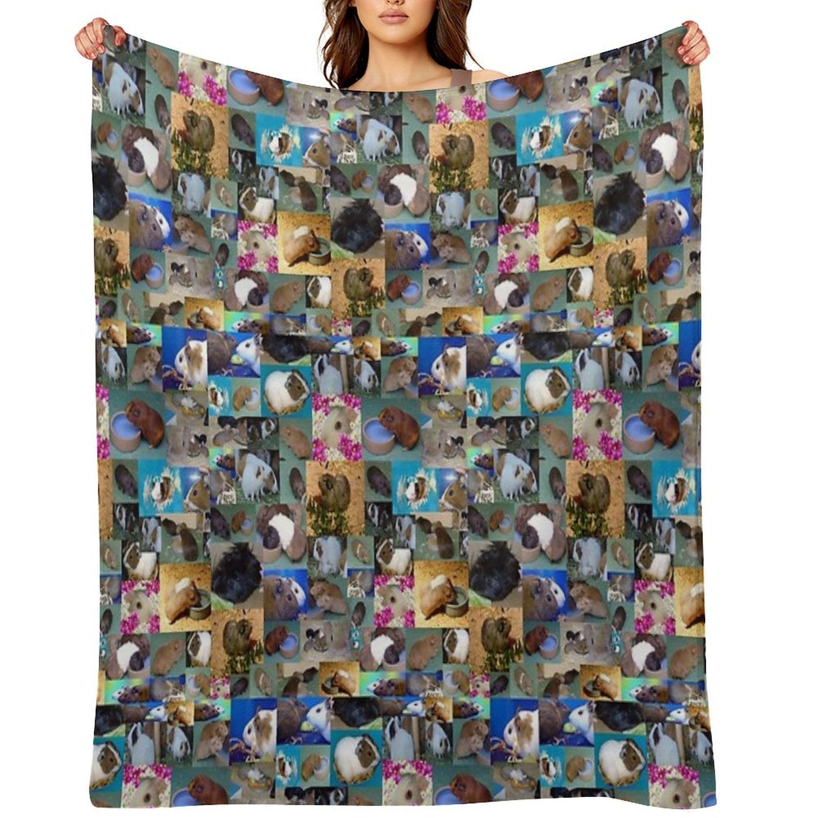 Happy Guinea Pigs Photo Collage Travel-friendly Throw Blanket