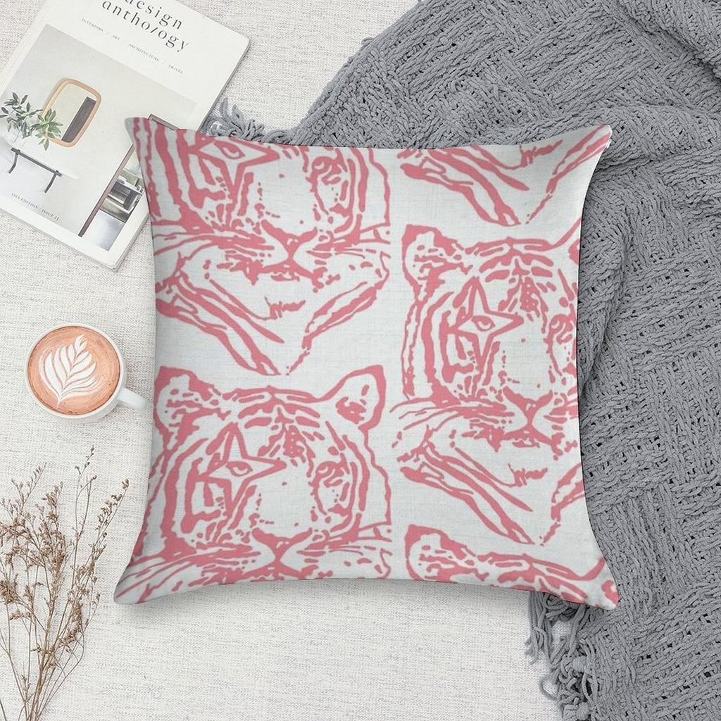 Pink Tiger Soft Reinforced Edging Throw Pillow