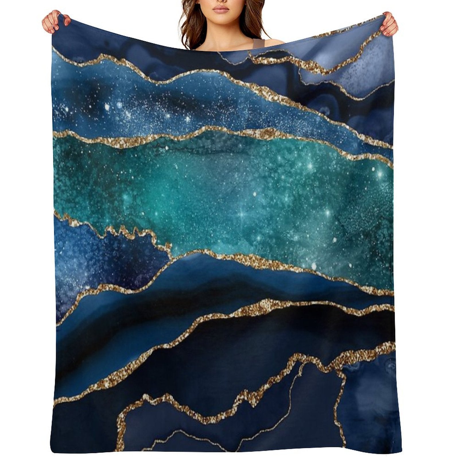 Glamour Milky Way Faux Marble Galaxy Compact Throw Blanket