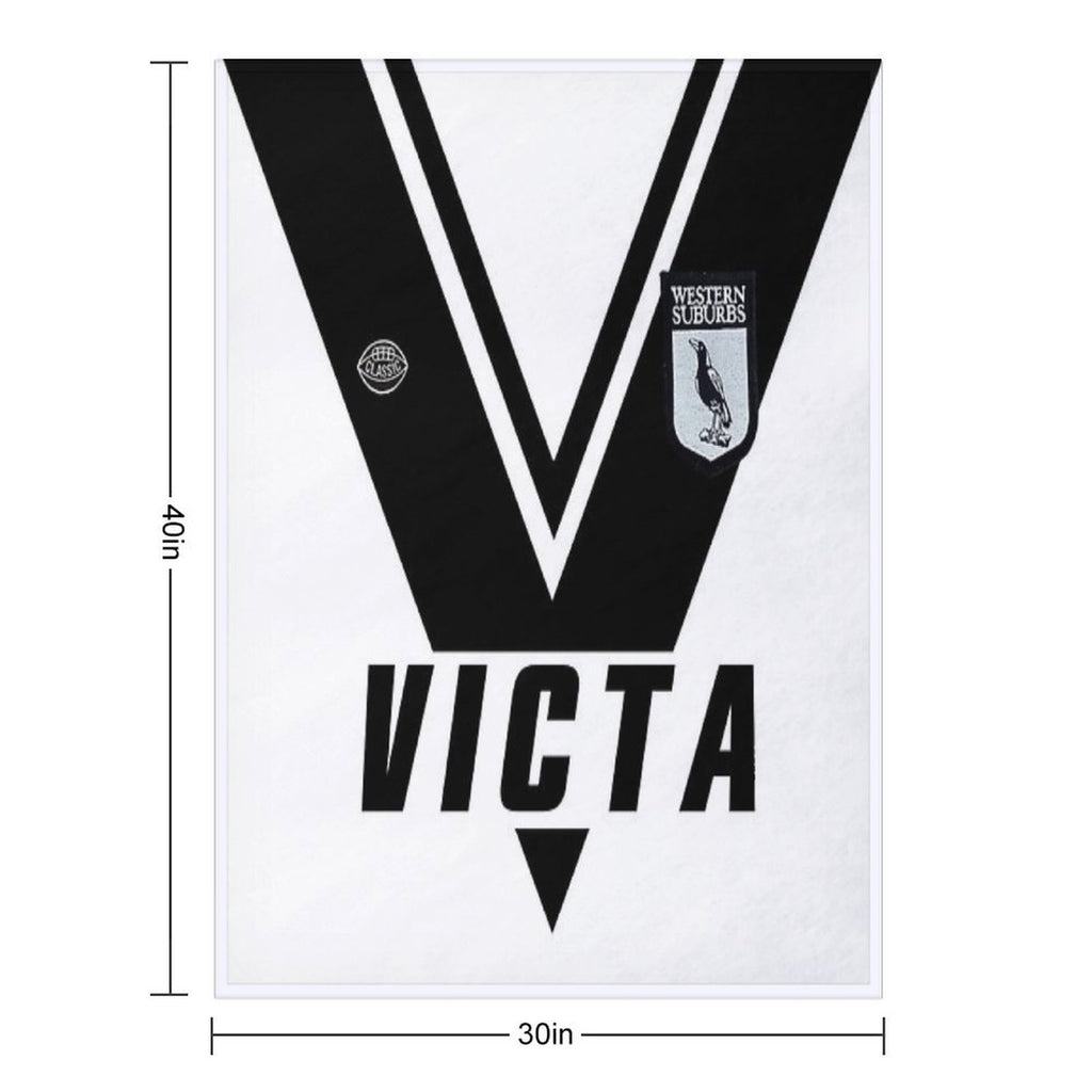 WESTERN SUBURBS MAGPIES 1980 RUGBY LEAGUE JERSEY Wrinkle-free Throw Blanket