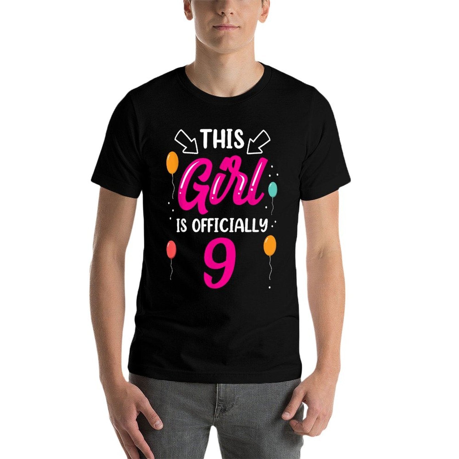 This Girl Is Officially 9 Years Old Age Birthday Girls Nine  Tagless Design T-Shirt