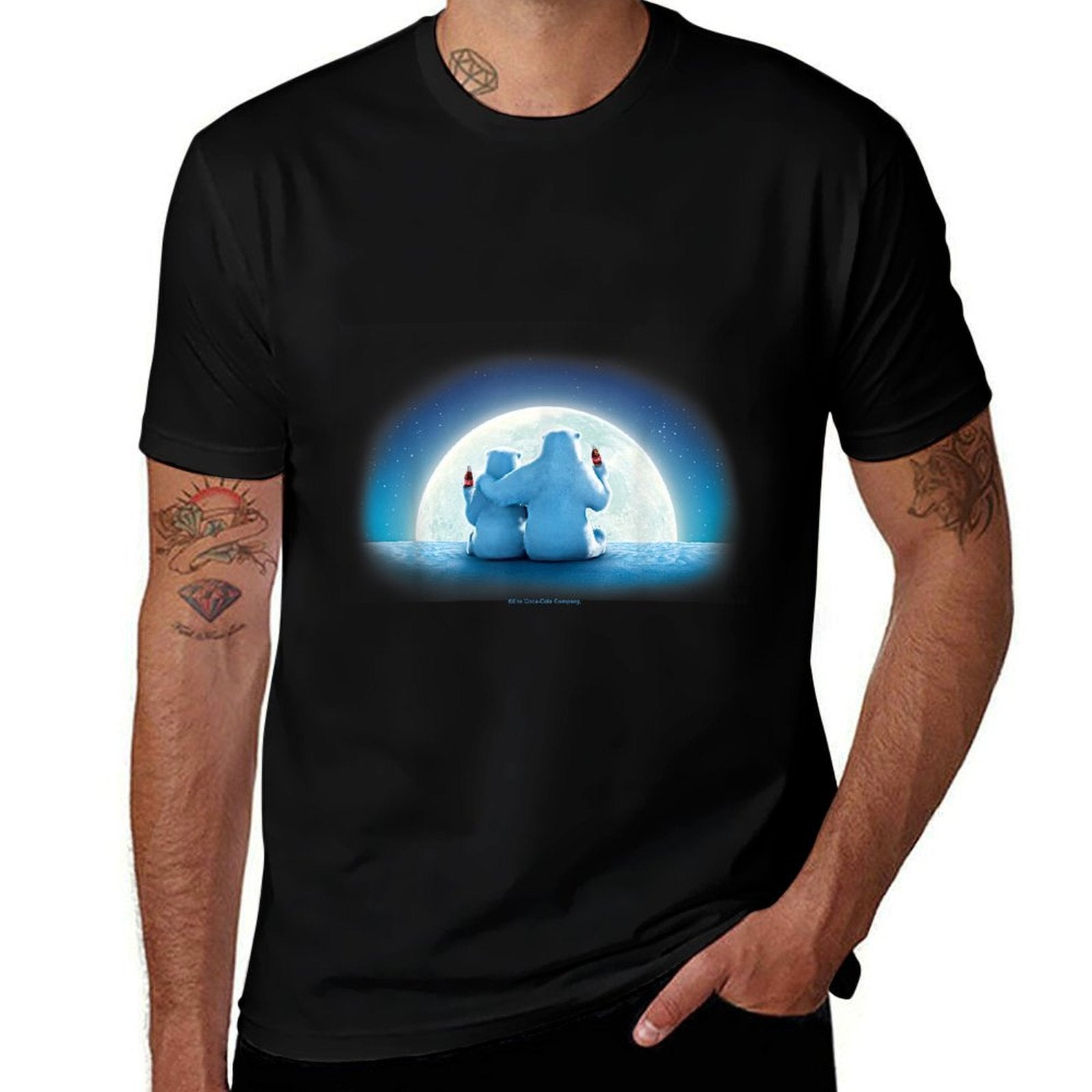 Coca-Cola Christmas Polar Bears Moonlight Portrait  Versatile T-Shirt