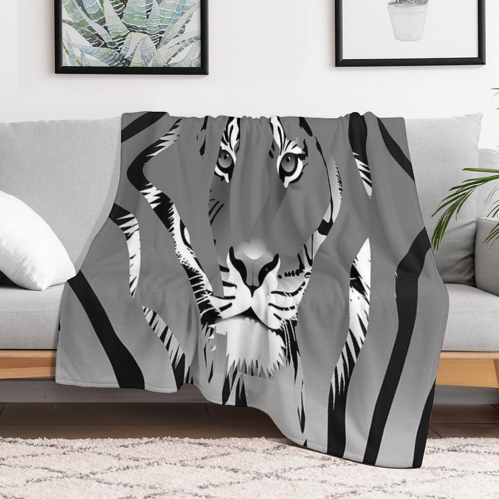 Hidden Tiger In The Dark Sustainable Throw Blanket