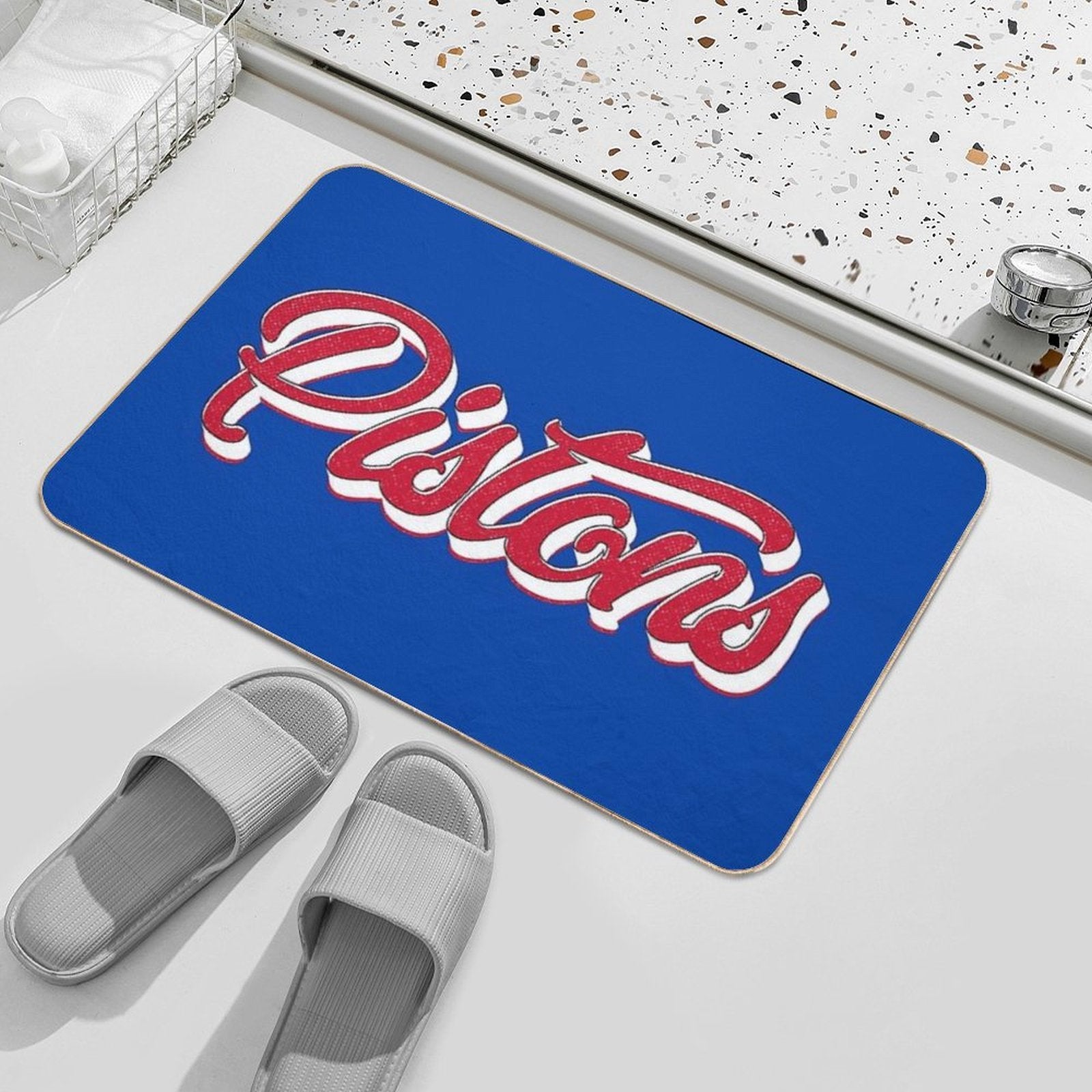 Retro Detroit Pistons Vintage  Dirt-Trapping Bath Mat