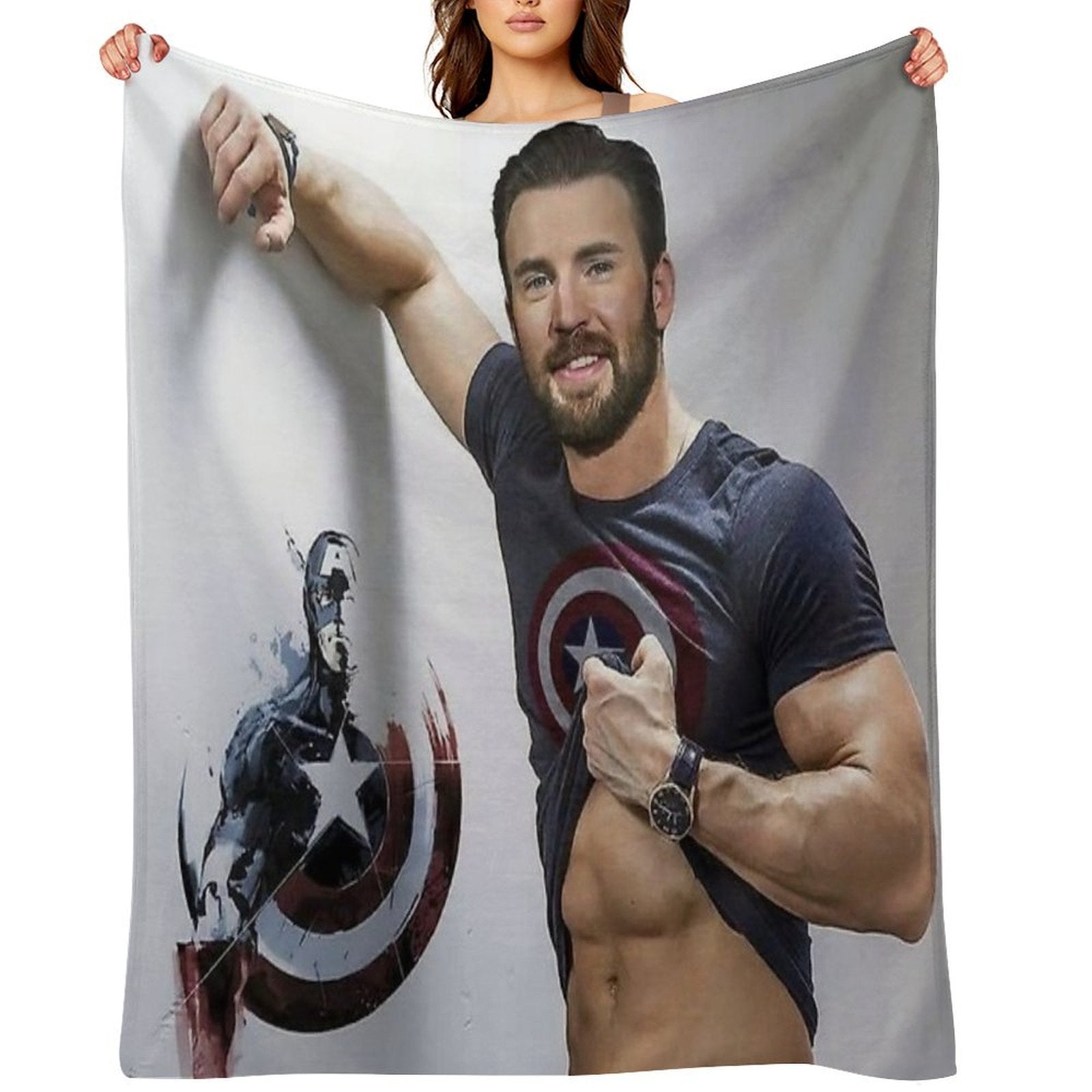 Chris Evans Wallpaper Travel-friendly Throw Blanket