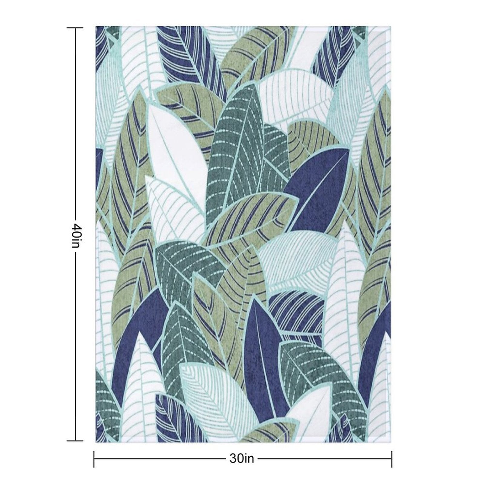 Leaf Wall  Navy Blue Pine And Sage Green Leaves Mint Lines Anti-pilling Throw Blanket