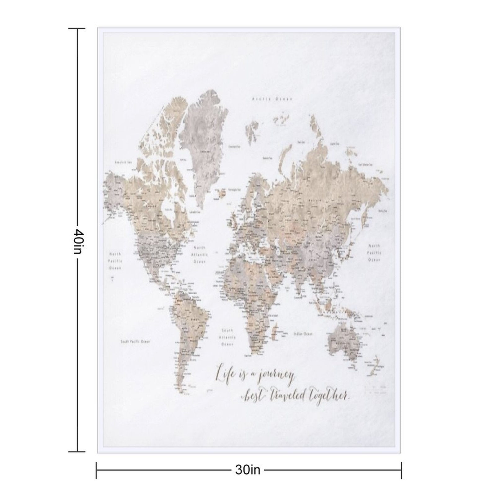 Life Is A Jouney Best Travelled Together, World Map, Abey Wrinkle-free Throw Blanket