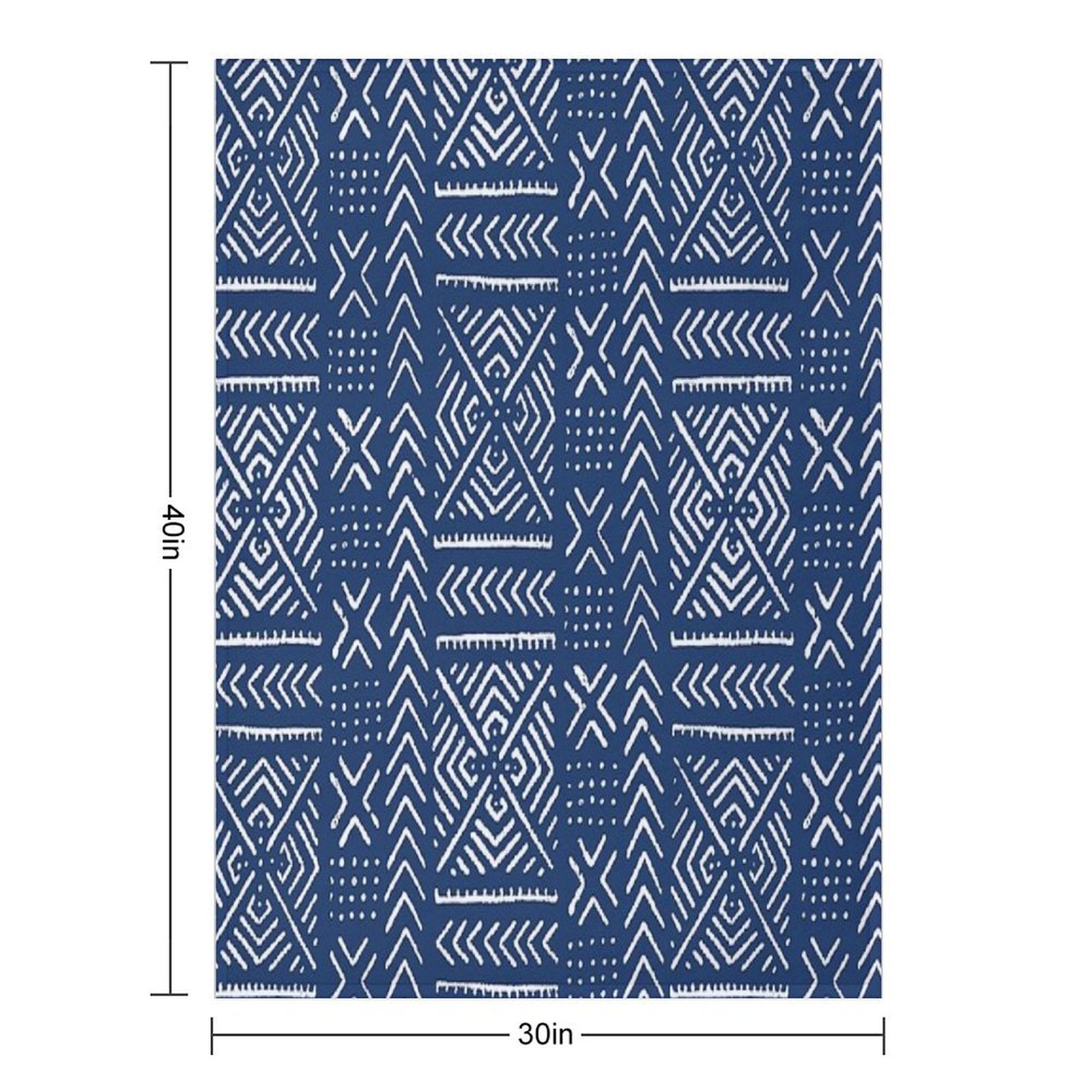 Line Mud Cloth  Dark Blue Machine-washable Throw Blanket