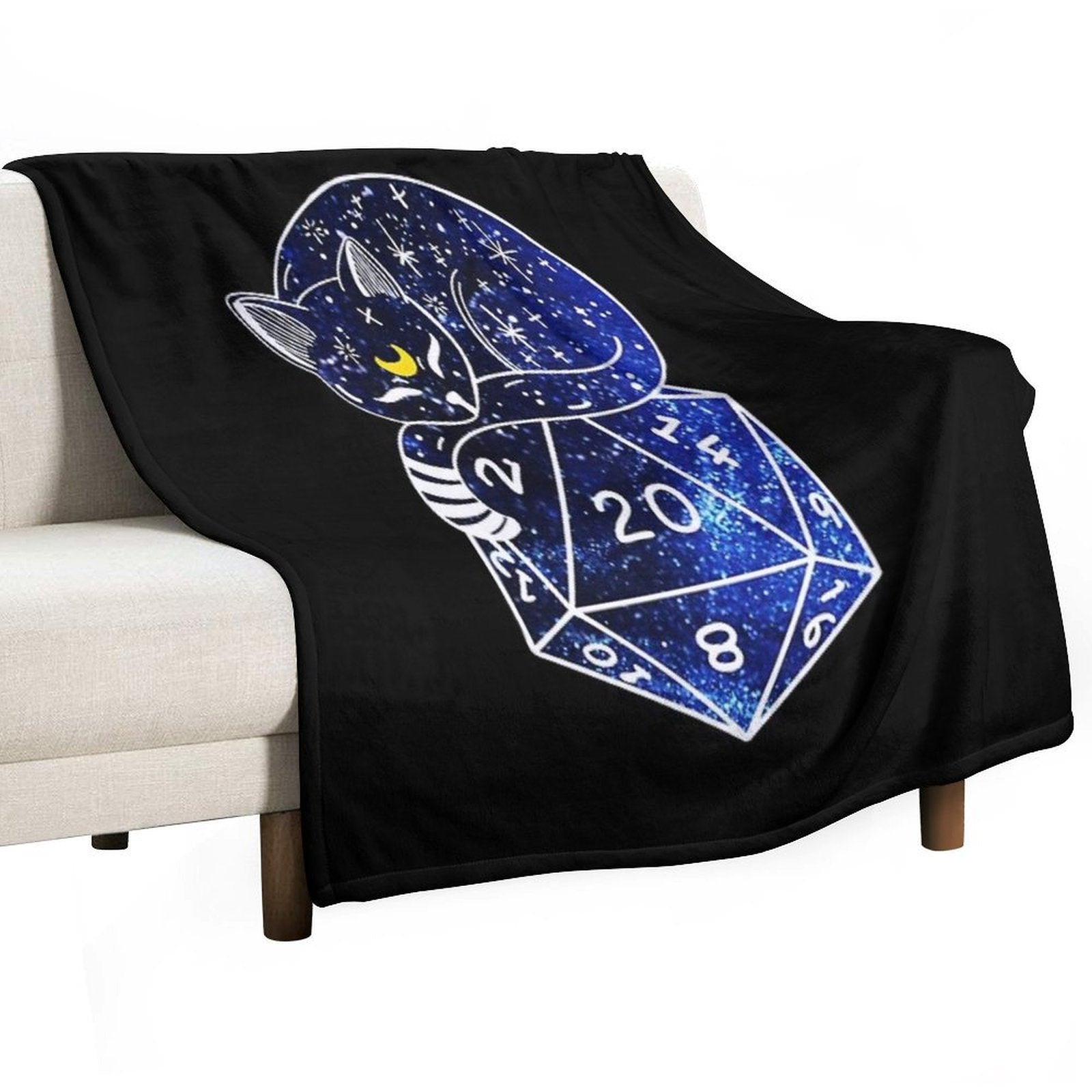 D20 CAT Starry Dnd Dice Compact Throw Blanket