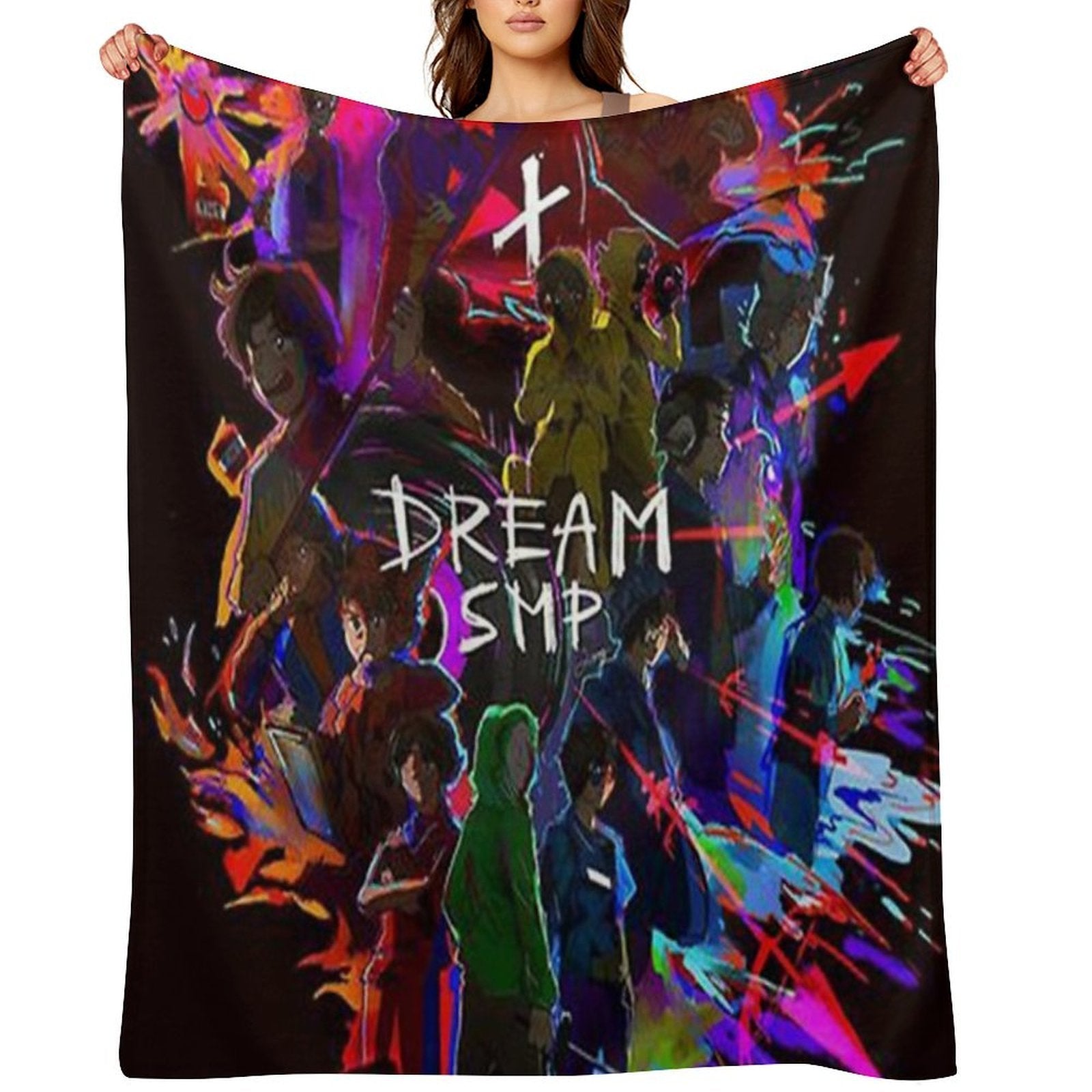 Dream SMP Black Anime Multi-functional Throw Blanket